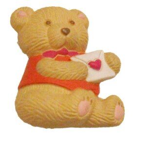 Vintage GGI Bear Brooch Pin With Heart Envelope